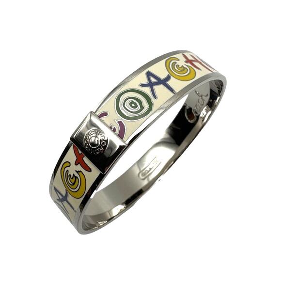 COACH Multi-color Shimmering Enamel Signature Bangle Bracelet - Picture 3 of 9